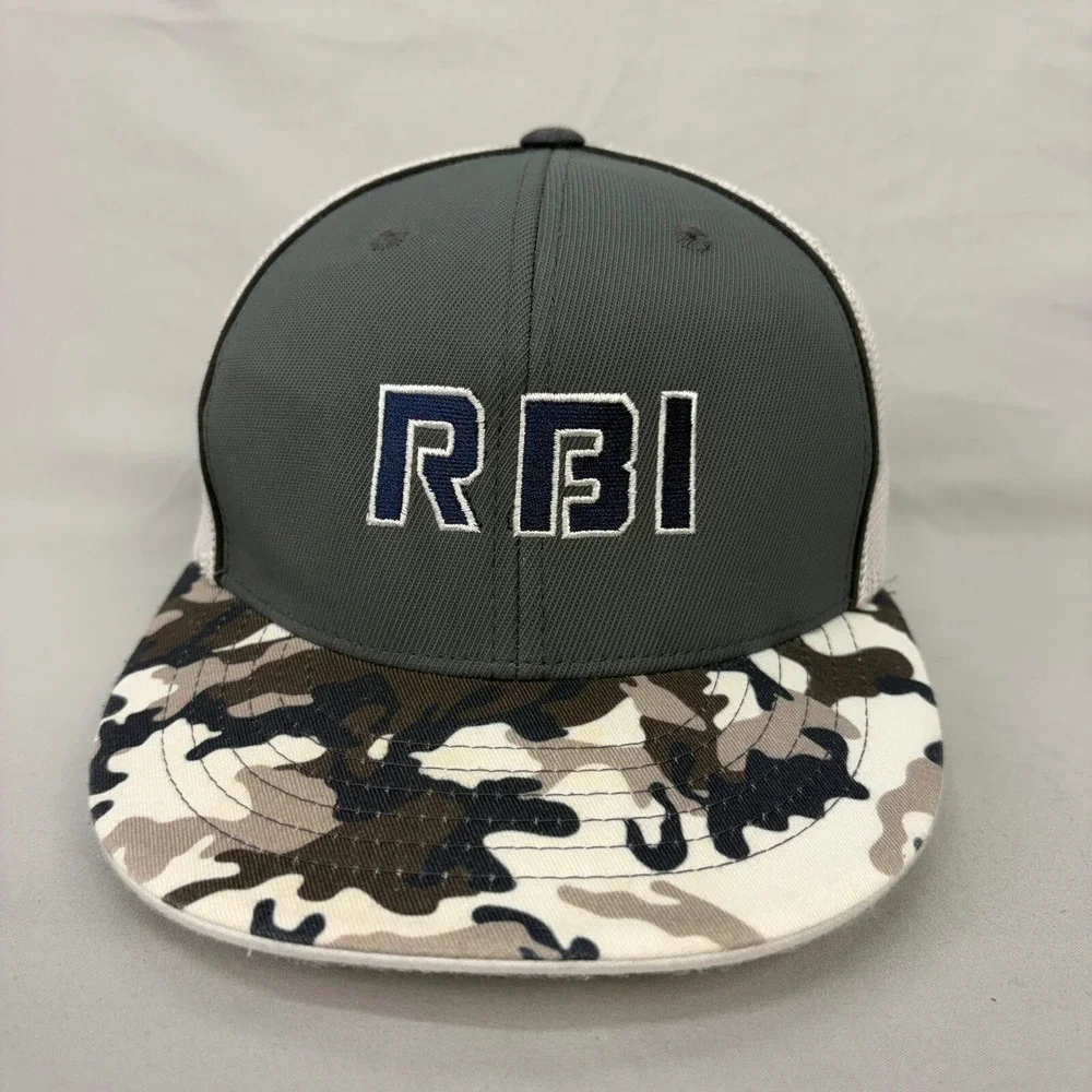 Pacific Headwear Trucker Hat RBI Baseball Mens XS Grey Camo Mesh Flex Fit
